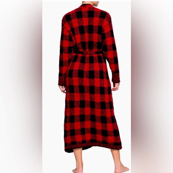 SKIMS | KNIT UNISEX ROBE red and black buffalo plaid small - Picture 3 of 5
